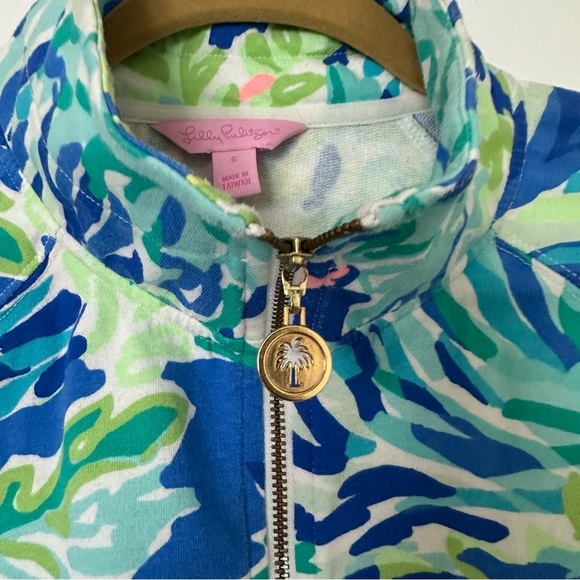 Lilly Pulitzer Skipper Popover Wade and Sea Women’s Small Blue Green - Picture 3 of 7